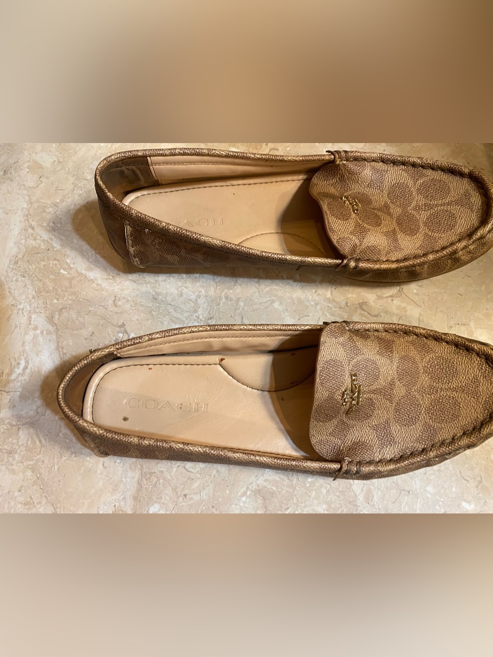 Coach Brown Signature Leather Slip-On Loafers - Picture 6 of 8